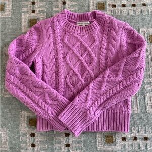 English Factory Lilac Cable Knit Crewneck Sweater